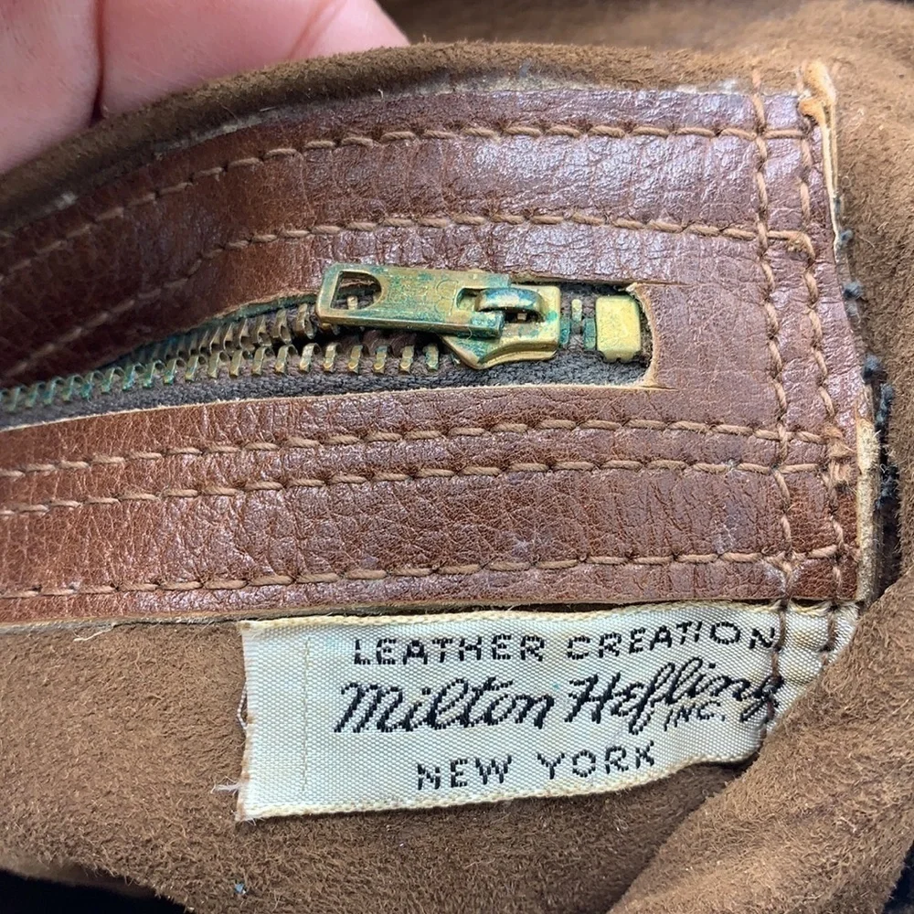 Milton Hefling NY Vintage Tapestry Leather Creation Suede Embroidery Clutch Bag